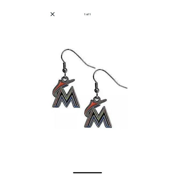 Miami Marlins Logo Dangle Earrings Marlins Fans - Picture 2 of 12